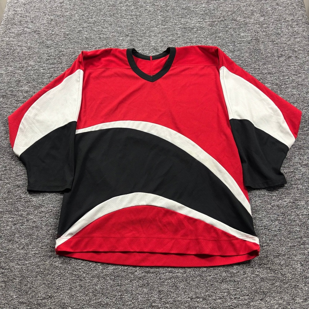 Vintage 90s CCM Abstract Colorblock Hockey Jersey Red/Black/White Men's Large